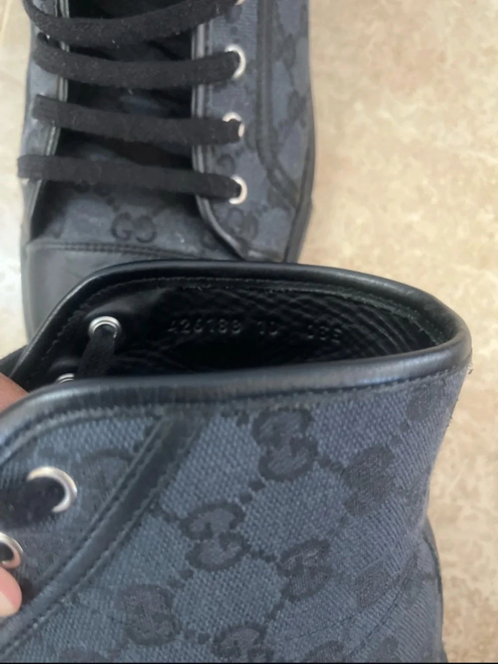 Gucci Men's Black High-Top Monogram Sneakers